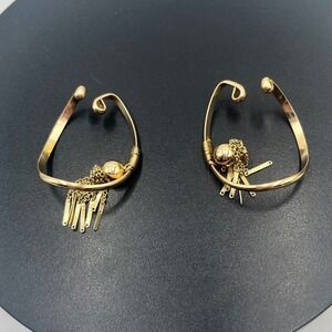 BARBARA BARNETT Patented 
Hooker Hook On Dangle Earrings Cuff 14 kt Gold Filled